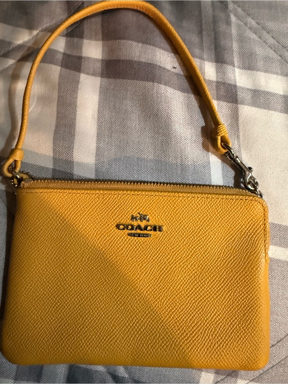 Coach Yellow Leather Wristlet with Detachable Strap